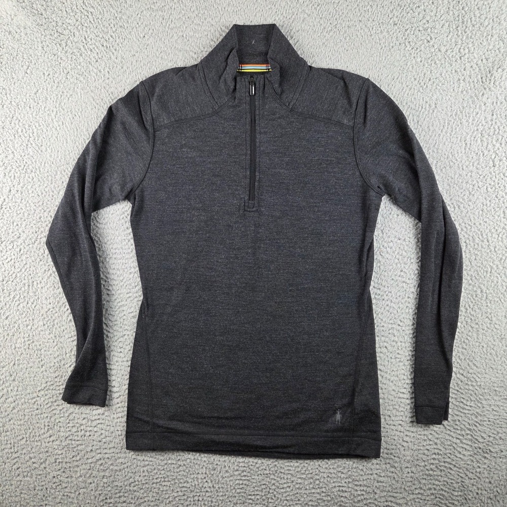 Smartwool Thermal Merino Wool Base Layer 1/4 Zip Womens XL Gray Classic Prep